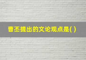 曹丕提出的文论观点是( )